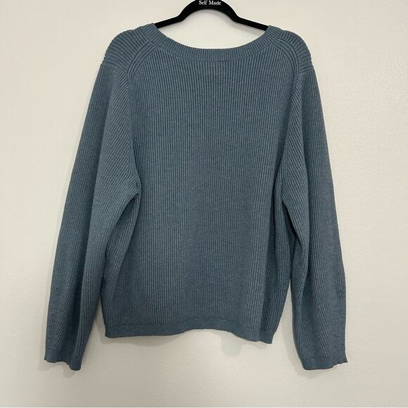 J. Crew Ribbed Stretch Crewneck Sweater in Heather Seascape Size Large - Picture 4 of 7